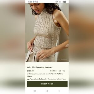 Sleeveless Cable-Knit Mock Neck Tank Top — Taupe